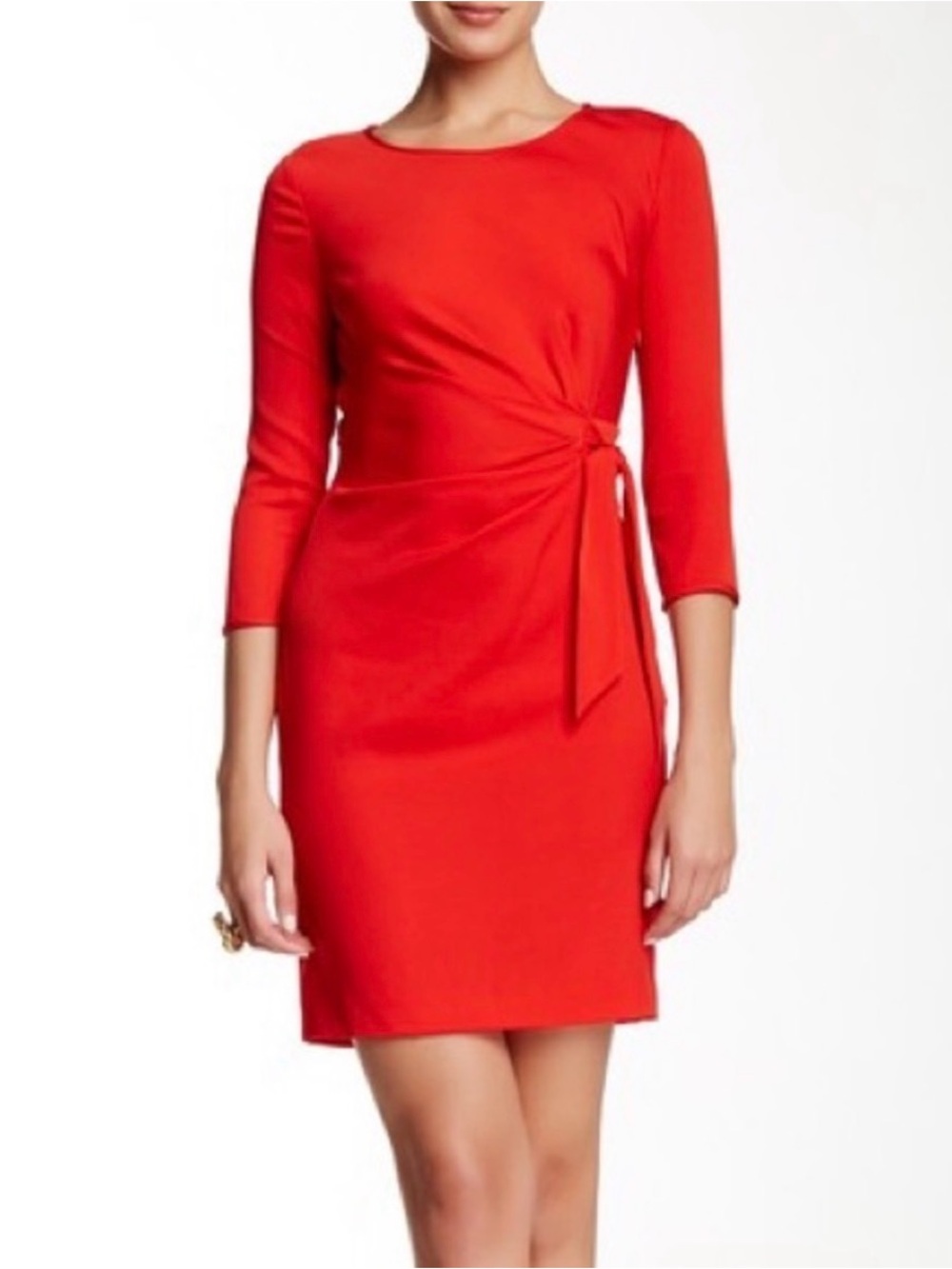 Diane Von Furstenberg | Silk Blend Zoe Tie Waist Red Dress, size 8 - Picture 3 of 12